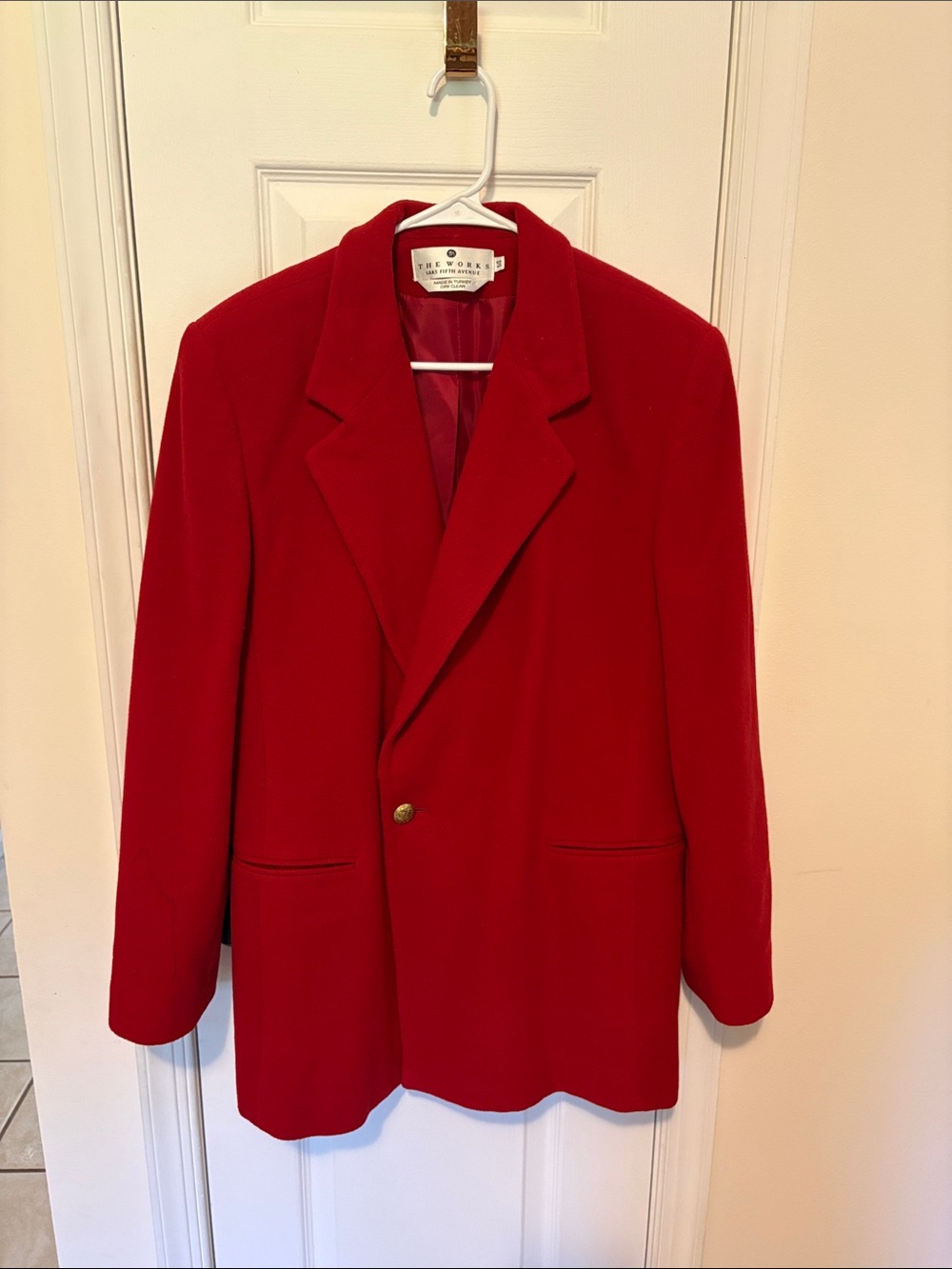 Vintage Saks Fifth Avenue Bold Red Wool Single-Button Sport Coat